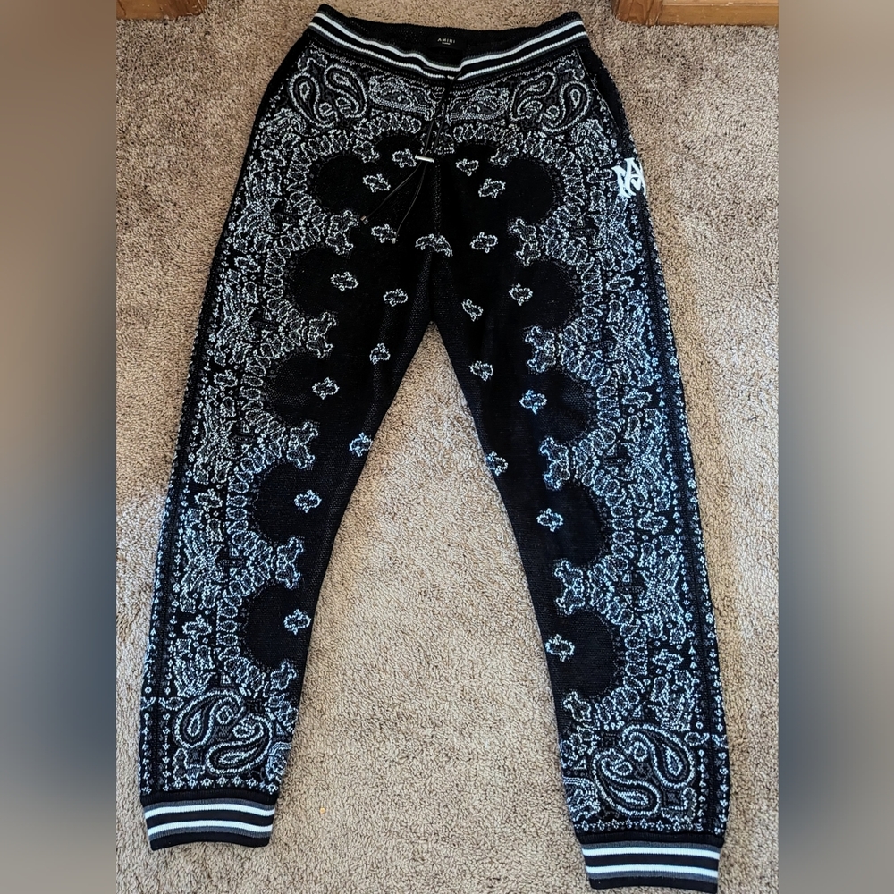Amiri 'Black Paisley' Knitted Sweatpants - Black